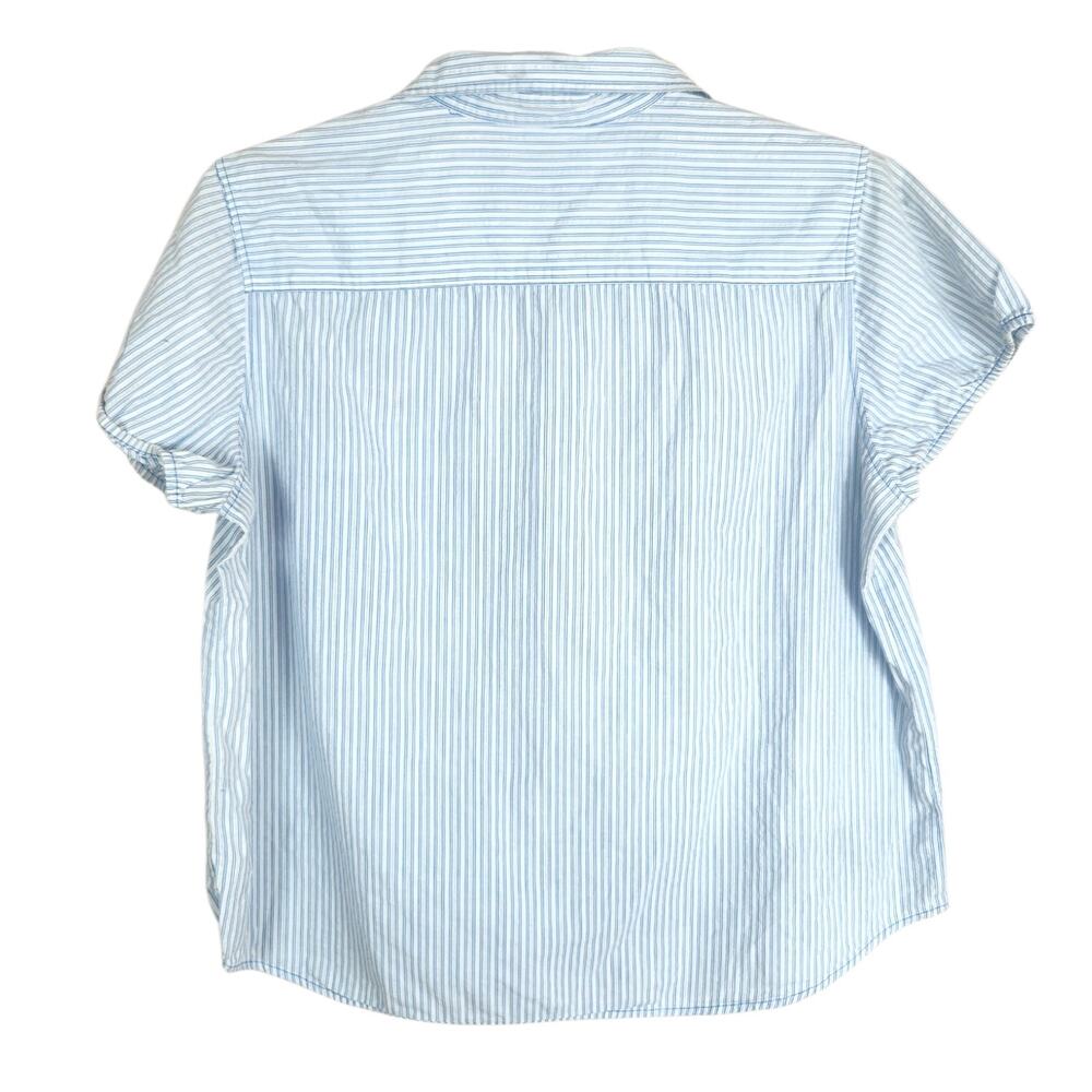 Vintage Disney Pooh Bear XL Button Front Striped Top Embroidered Patches Cap Slv - Picture 5 of 5